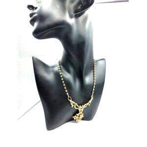 Vintage ALFRED PHILLIPE Crown Trifari Necklace – Patent Pending, Rhinestone Drop
